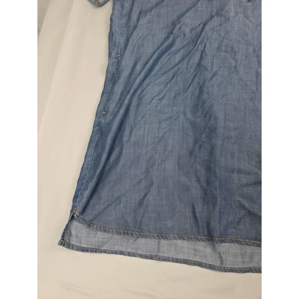 Philosophy Women's Dress Chambray Tunic Style Shirt Dress Lace Up XL Tencel